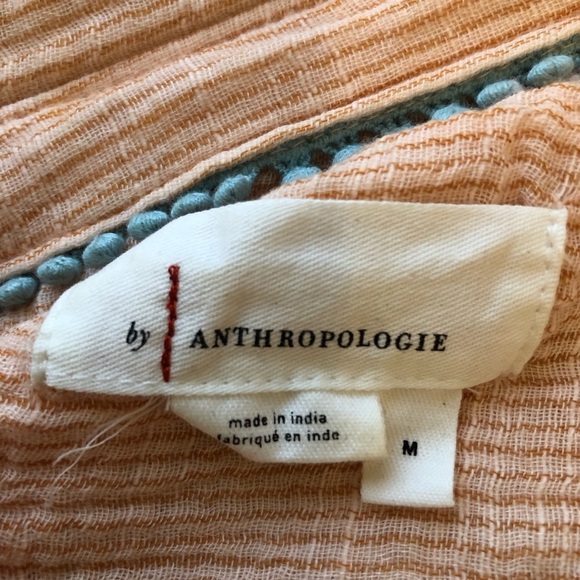 By Anthropologie Boho Gauzy Cotton V-Neck Side Button Popover Shirt Medium - Picture 8 of 14